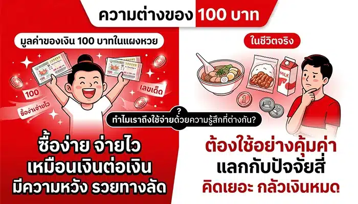 มูลค่าของเงิน 100 บาทในแผงหวย กับในชีวิตจริง ทำไมเราถึงใช้จ่ายด้วยความรู้สึกที่ต่างกัน?